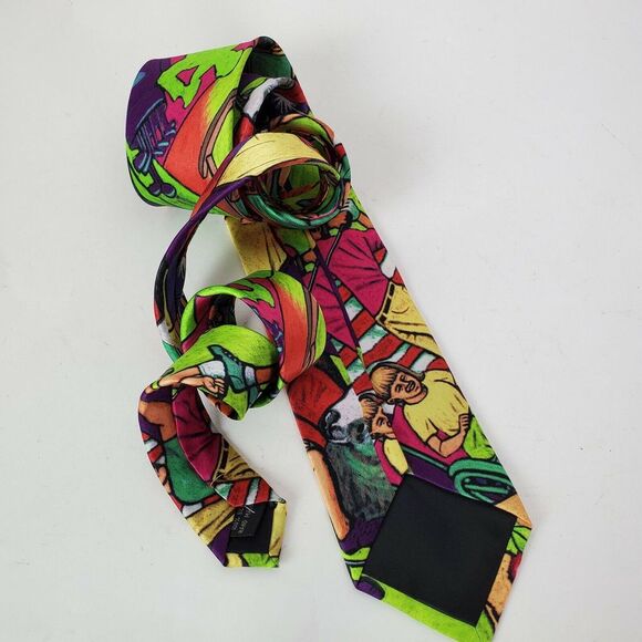 Golfing Luxury Silk‎ Necktie Golfer Design 100% Silk - Picture 2 of 6